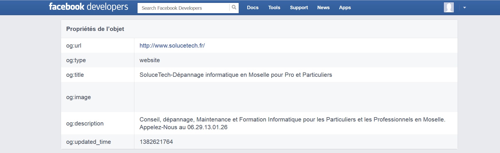 Refaire apparaitre les métas description d'un site dans les statuts et